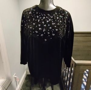 Black velvet sequin top